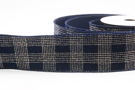 Blue Classic Plaid Check Wired Ribbon_KW0468GC-4-4